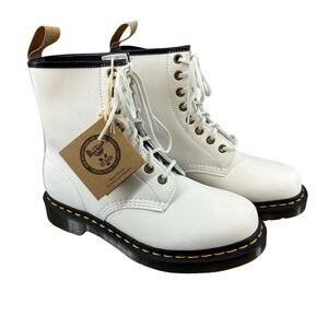 Dr. Martens Vegan 1460 White Combat Boots Ankle Lace Up Women's Size 6